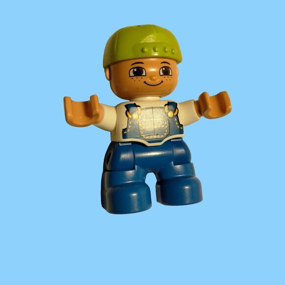 Lego Duplo Blue Boy Bib Green Baseball Cap Child Movable arms legs Hat toy - Picture 5 of 11